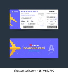 Boarding pass ticket with purple design. modern element template. vector illustration