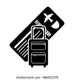 Boarding Pass Or Ticket And Suitcase Icon