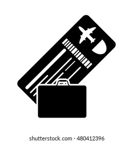boarding pass or ticket and suitcase icon