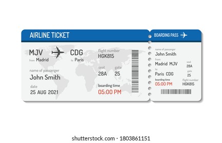 Boarding Pass Ticket Template Airplane Ticket Stock Vector (Royalty ...