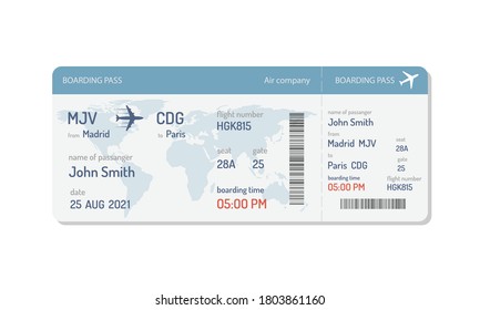 Boarding Pass Ticket Template. Airplane Ticket. Vector Illustration