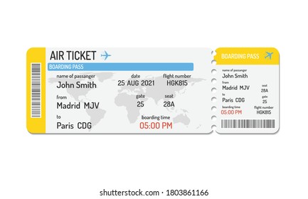 Boarding pass ticket template. Airplane ticket. Vector illustration