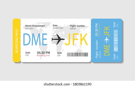 Boarding pass ticket template. Airplane ticket. Vector illustration