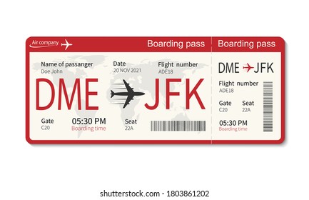 Boarding pass ticket template. Airplane ticket. Vector illustration