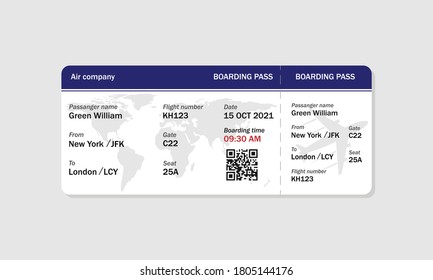 Boarding pass ticket template. Airplane ticket. Vector illustration