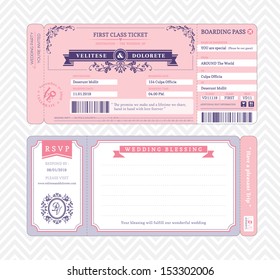 Boarding Pass Ticket Wedding Invitation Template