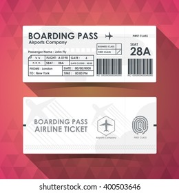 Boarding pass ticket white paper design. vector illustration.