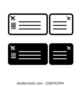 Boarding pass vector icon on white background. Flight document sign. Travelling concept. Airplane journey symbol. Destination and departure elements. Flat simple line graphic design illustration.