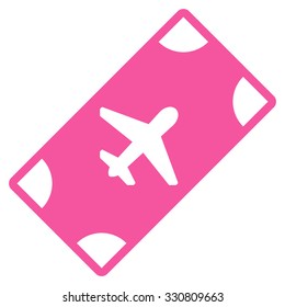 Boarding Pass vector icon. Style is flat pink symbol, rounded angles, white background.