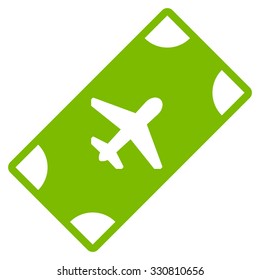 Boarding Pass vector icon. Style is flat eco green symbol, rounded angles, white background.