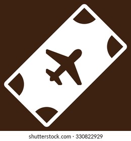 Boarding Pass vector icon. Style is flat white symbol, rounded angles, brown background.
