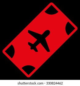 Boarding Pass vector icon. Style is flat red symbol, rounded angles, black background.