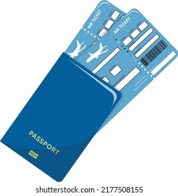 Ilustración vectorial de pase de abordaje en color azul. Viaje o viaje de negocios.