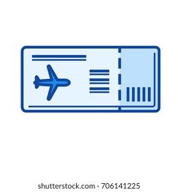 Ícone de linha de vetor passe de embarque isolado no plano de fundo branco. Ícone de linha de passe de embarque para infográfico, site ou aplicativo. Ícone azul projetado em um sistema de grade.