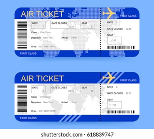 Boarding passes or air tickets on blue background. Vector illustration