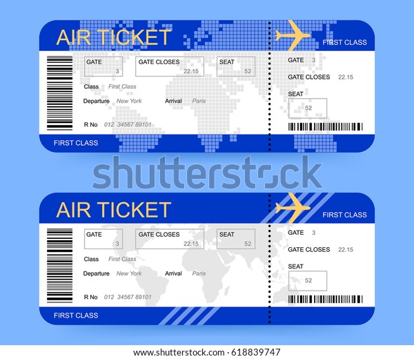 青の背景に搭乗券または航空券 ベクターイラスト のベクター画像素材 ロイヤリティフリー