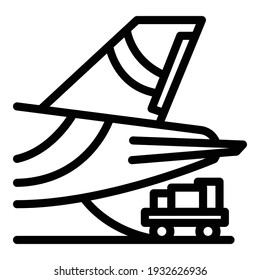 Boarding plane icon. Outline boarding plane vector icon for web design isolated on white background