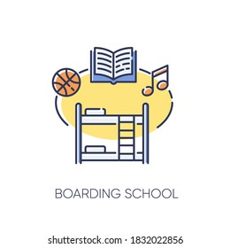 Boarding School RGB Color Icon. Educational Institution With Extracurricular Activities And Accommodation For Students. College Dorm. Isolated Vector Illustration