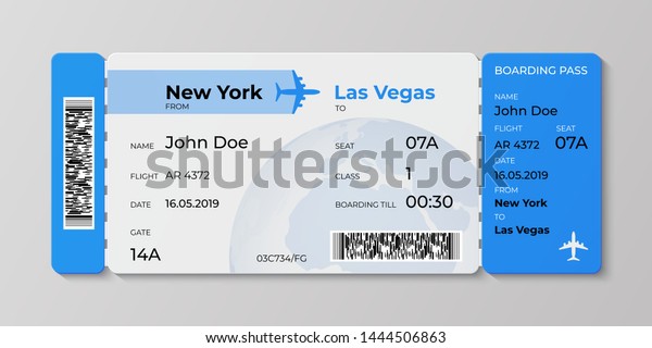 搭乗券 飛行機の航空券模擬飛行 飛行機の旅の招待状 離職航空の出張券イラストのベクター画像現実的コンセプト のベクター画像素材 ロイヤリティフリー