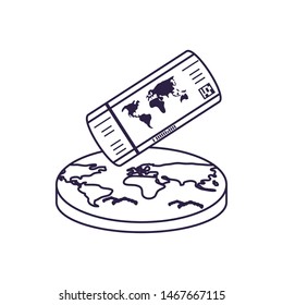 Boarding ticket with world planet