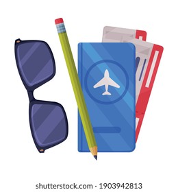 Boarding Tickets and Sunglasses as Travel and Tourism Symbol Vector Illustration