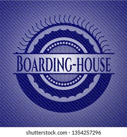  Boarding-house badge with denim background