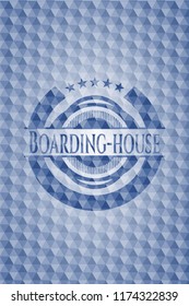 Boarding-house blue hexagon badge.