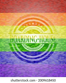 Boarding-house lgbt colors emblem. Vector Illustration. Mosaic. 