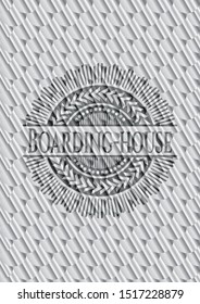 Boarding-house silver color emblem. Scales pattern. Vector Illustration. Detailed.