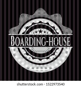 Boarding-house silvery badge or emblem. Vector Illustration. Mosaic.