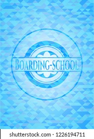 Boarding-school realistic sky blue emblem. Mosaic background