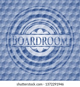 Boardroom blue badge with geometric pattern.