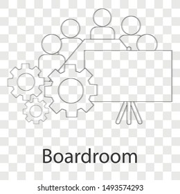 Boardroom icon on transparency background. Line vector illustration for brochure.