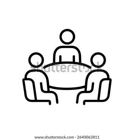 Boardroom meeting Round table discussion. Icon symbol illustration