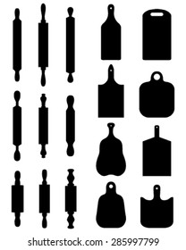 Boards for cutting  and rolling pins, vector