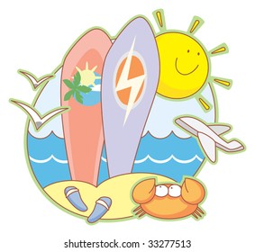 boards on the sunny beach