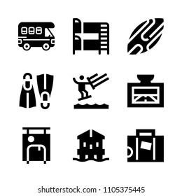 boardsport, baltic, furniture and athlete icons in Travel vector set. Graphics for web and design