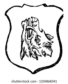Boar's Head Erect ist von jedem Tier oder Teile von Tieren, Vintage-Linie Zeichnung oder Gravitation Illustration.