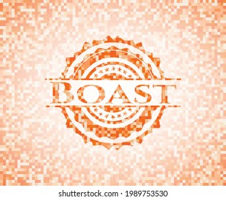 Emblema de mosaico naranja con fondo 