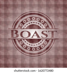 Boast red badge with geometric pattern. Seamless.