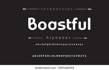 Boastful Modern Bold Font. Sans Serif Font. Regular Italic Uppercase Lowercase Typography urban style alphabet fonts for fashion, sport, technology, digital, movie, logo design, vector illustration