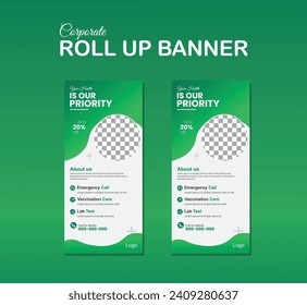 Boasting a sleek design that merges corporate elegance with healthcare assurance, this banner captivates. Its high-resolution imagery accentuates details,ensuring prominence at trade shows,,hospital.