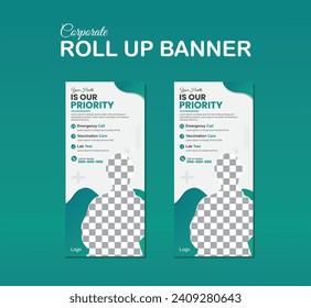 Boasting a sleek design that merges corporate elegance with healthcare assurance, this banner captivates. Its high-resolution imagery accentuates details,ensuring prominence at trade shows,,hospital.