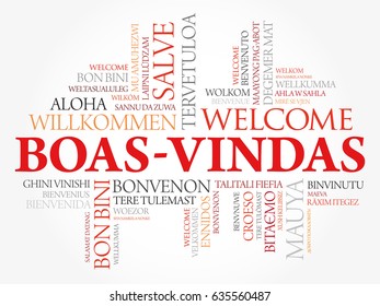 Boas-Vindas (Welcome in Brazilian Portuguese) word cloud in different languages, conceptual background