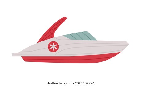Boat as Ambulance Emergency Rescue Service Vehicle and Medical Care Transport Vector Illustration