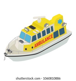 Boat ambulance icon. Isometric illustration of boat ambulance vector icon for web