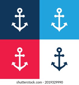 Boat Anchor blue and red four color minimal icon set