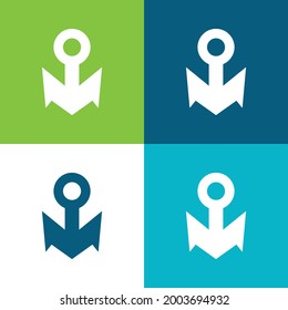 Boat Anchor Flat four color minimal icon set