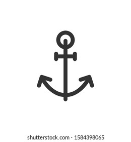 Boat anchor icon in flat style. Vessel hook vector illustration on white isolated background. Ship equipment business concept.