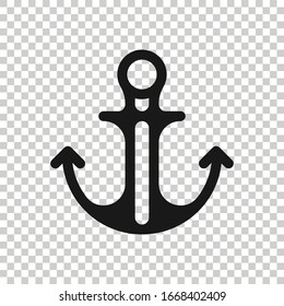 Boat anchor icon in flat style. Vessel hook vector illustration on white isolated background. Ship equipment business concept.